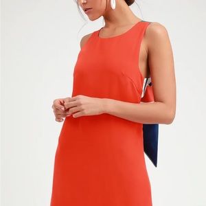 Lulu’s Red/Orange Tie back multi stripe dress. NWT!